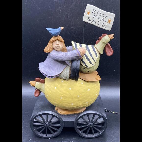 Williraye Studios Folk Art ~ EGG MONEY (Girl on Egg Pull Toy) ~ WW7421 - Picture 2 of 9